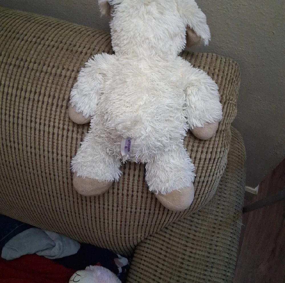 Warmies Cream and Tan Plush Dog with Black Nose